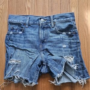 Old Navy Hi Rise Blue Distressed Jean Shorts